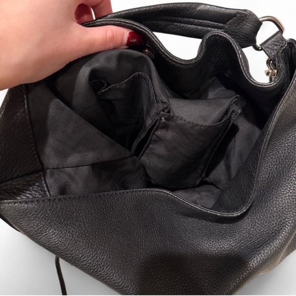Rebecca Minkoff Moto Hobo Leather Shoulder Bag Black - Picture 7 of 8